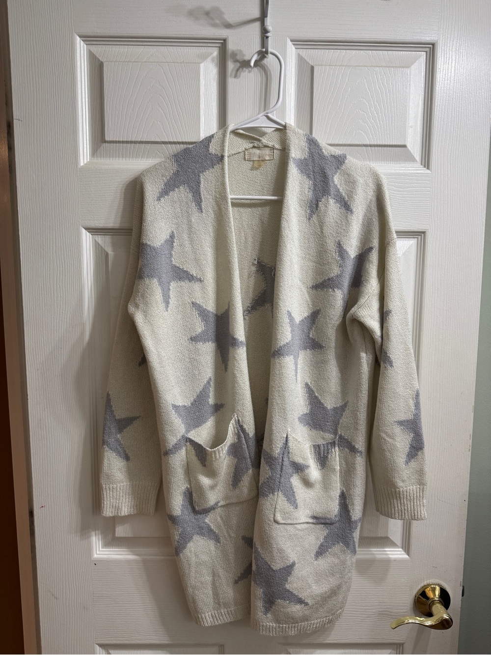 Altar'd State Cream Cardigan with Gray Star Pattern